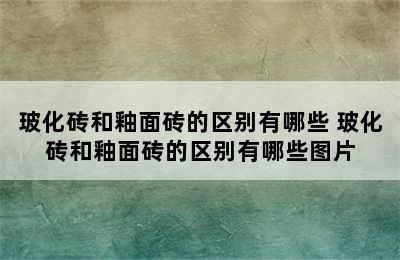 玻化砖和釉面砖的区别有哪些 玻化砖和釉面砖的区别有哪些图片